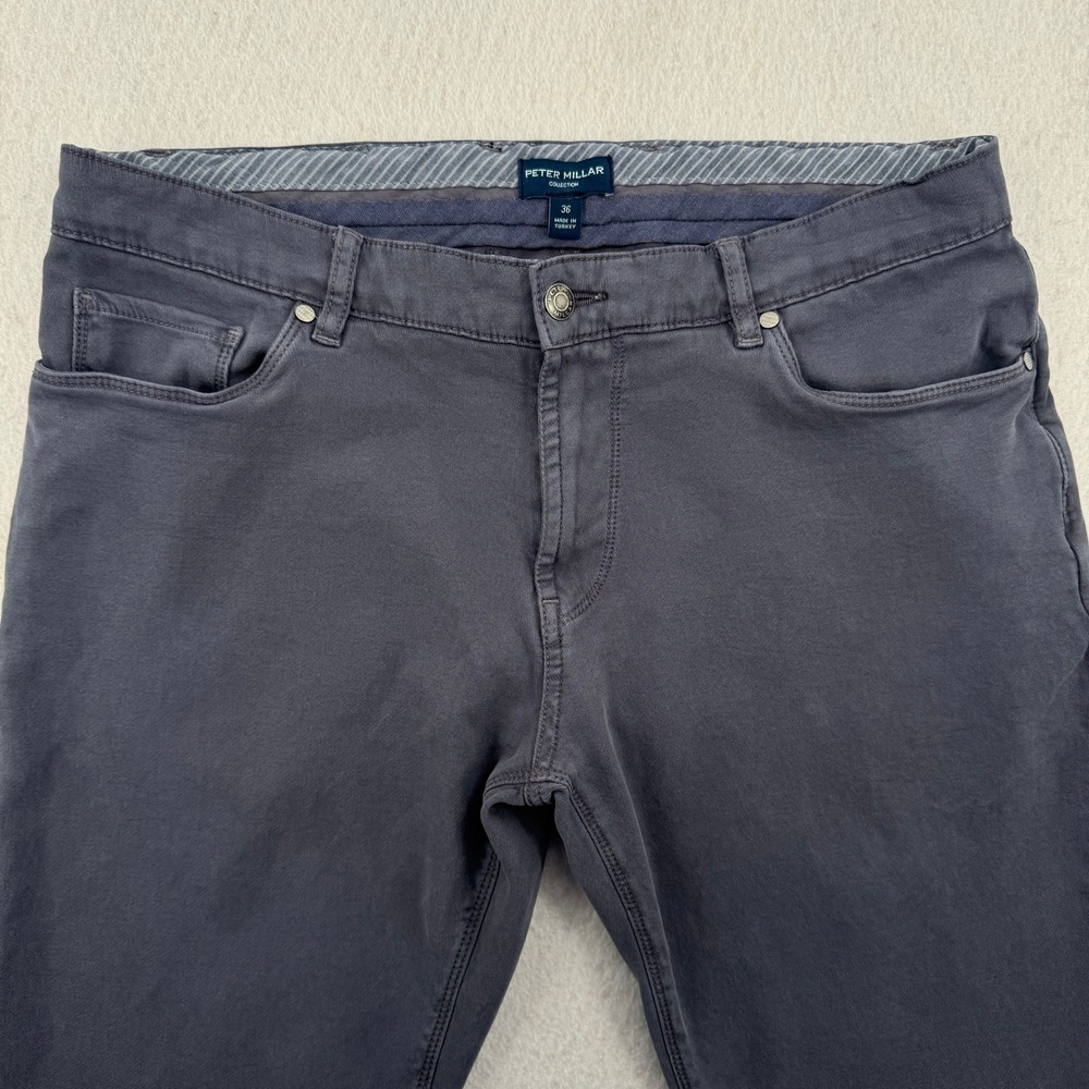 Peter Millar Collection 5-Pocket Chino Pants Slate Gray Mens 36x32 Tencel/Cotton